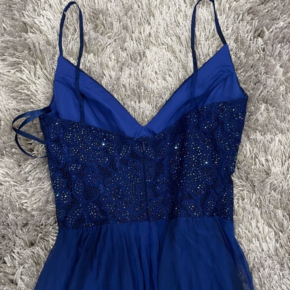 La Femme 28664 Blue Embroidered Bodice Gown 2 - Picture 9 of 10